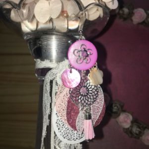 La Chouette Opaline - Bijoux fantaisies - Femmes - Boucles d'oreilles fantaisies - Nuances de rose - filigrane de différentes tailles, formes et couleurs, sequin de simili pailletée rose - sequins de nacre de différentes formes et couleurs - pastilles de nacre rose